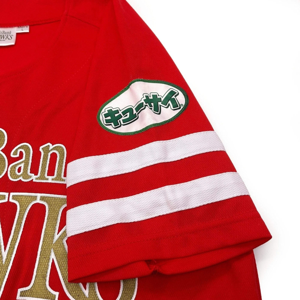 日本職棒 NPB 軟銀鷹 2014 鷹之祭典 燙金字 應援球衣 紅色 S、L (罩衫 棒球 壘球 棒壘)-細節圖5