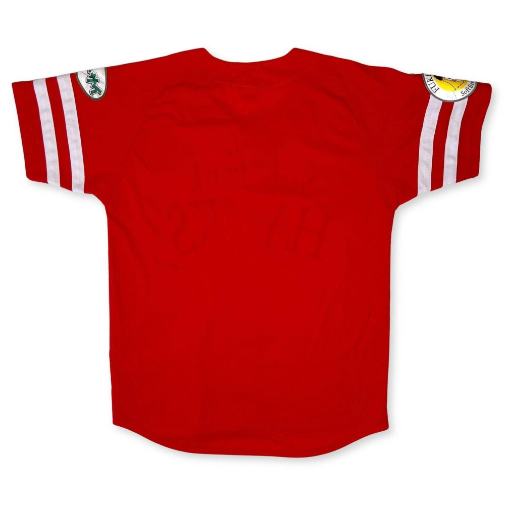 日本職棒 NPB 軟銀鷹 2014 鷹之祭典 燙金字 應援球衣 紅色 S、L (罩衫 棒球 壘球 棒壘)-細節圖7