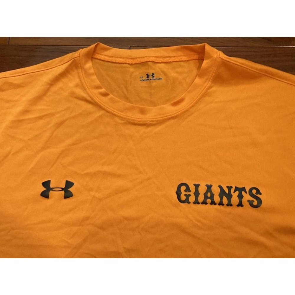 UA 日本職棒 讀賣巨人 橘 排汗上衣/練習衣 L (NPB 棒球 壘球 棒壘 巨人 Under Armour 短T)-細節圖2