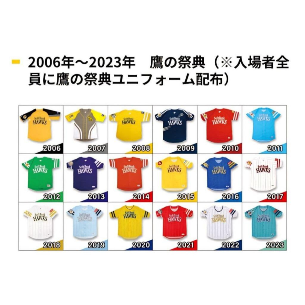 均一價300！鷹の祭典 歷代球衣 -日本職棒 NPB 軟銀鷹 2006至今 多色可選 S、L (罩衫 棒球 棒壘 小尺寸-細節圖2