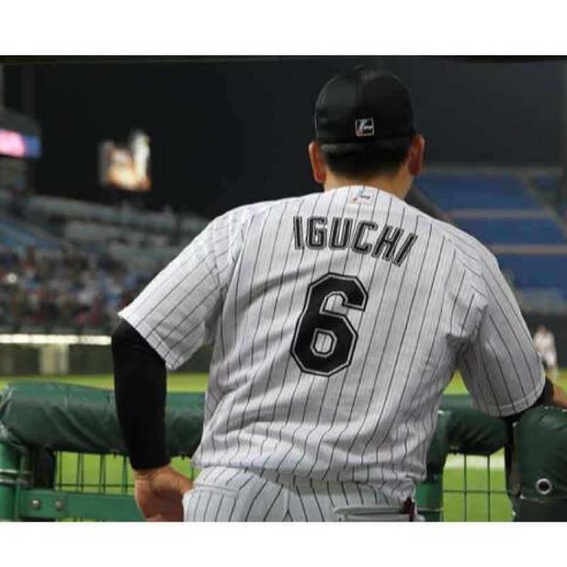 日本職棒 千葉羅德海洋 井口資仁 排汗練習衣/上衣 XL (球衣 日職 NPB 棒球 棒壘 T恤 運動 短T)-細節圖7