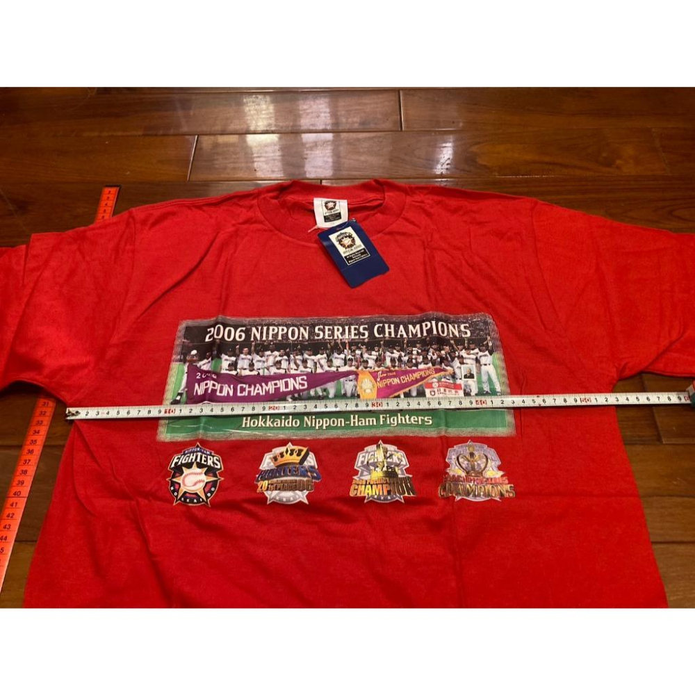 全新未穿 日本職棒 火腿鬥士 2006 日本一 優勝紀念 棉質上衣 L (冠軍 短T 球衣 NPB 棒球 棒壘 北海道)-細節圖6