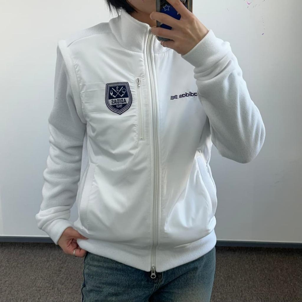 Adidas 高爾夫 1949 電繡 袖子可拆 夾克+背心 兩用上衣 S (風衣 刺繡 愛迪達 運動 外套 無袖 小尺寸-細節圖3