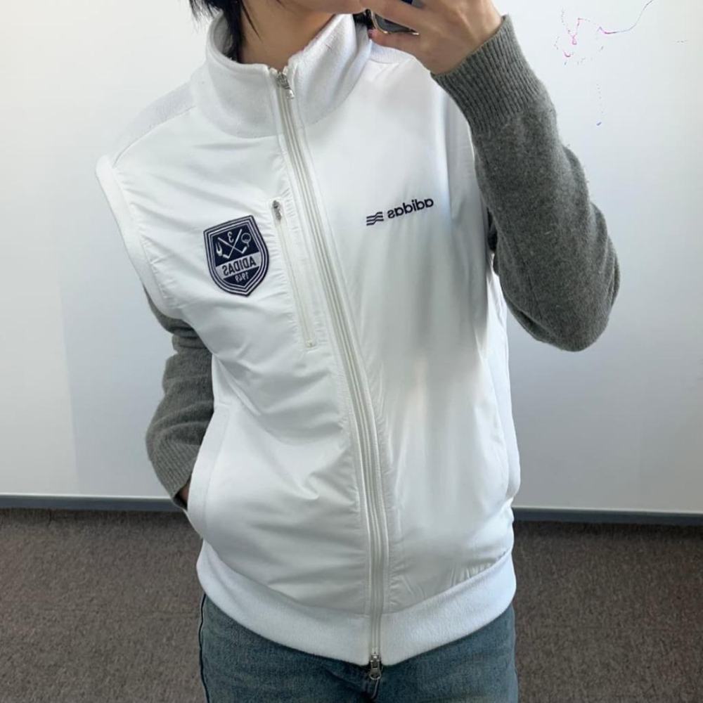 Adidas 高爾夫 1949 電繡 袖子可拆 夾克+背心 兩用上衣 S (風衣 刺繡 愛迪達 運動 外套 無袖 小尺寸-細節圖4