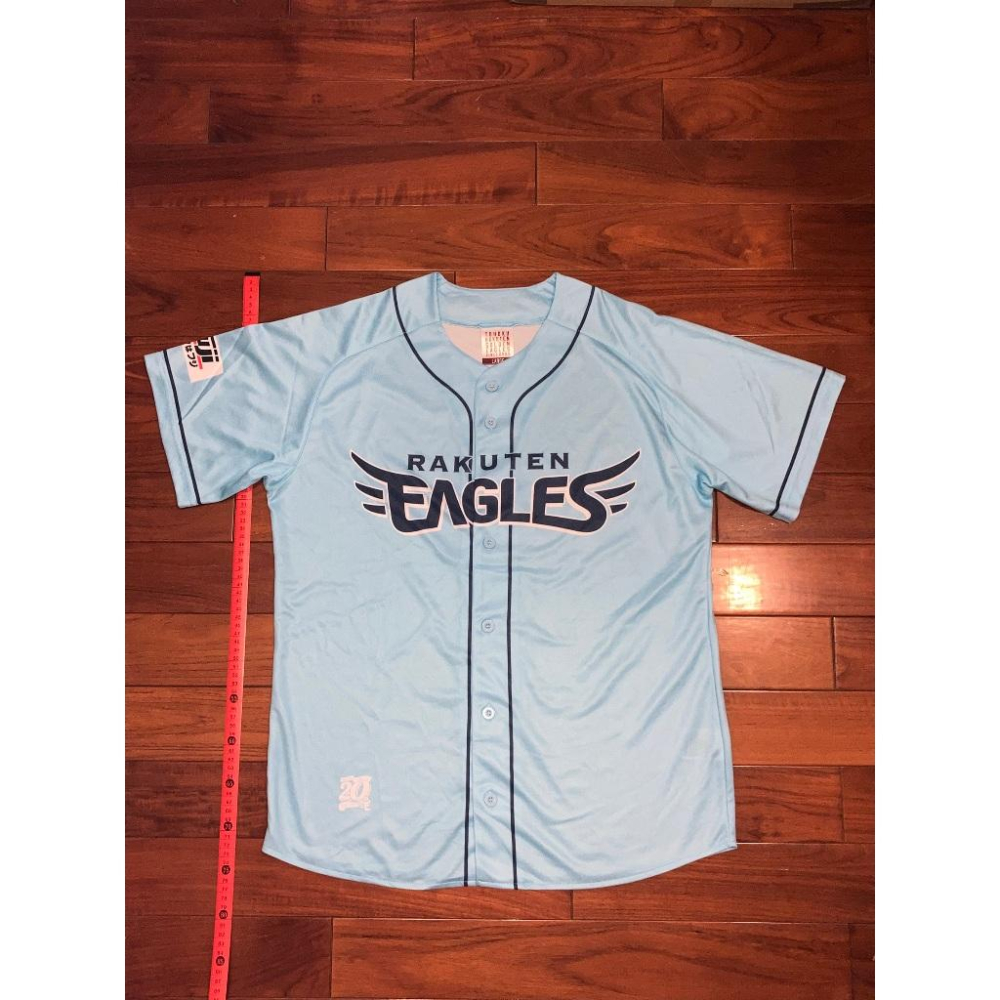 日本職棒 東北樂天金鷲 2024 夏日時光 水藍色 20周年紀念 應援球衣 L(罩衫 NPB 棒球 棒壘 週年 天藍)-細節圖4
