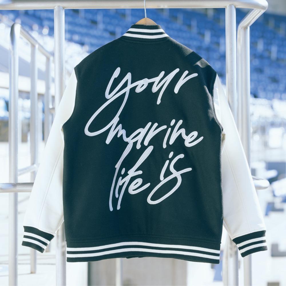 原價4500元! 日本職棒 羅德海洋 電繡 2022 umi 棒球外套/教練夾克 M (NPB 棒壘 熱身 刺繡 千葉)-細節圖4