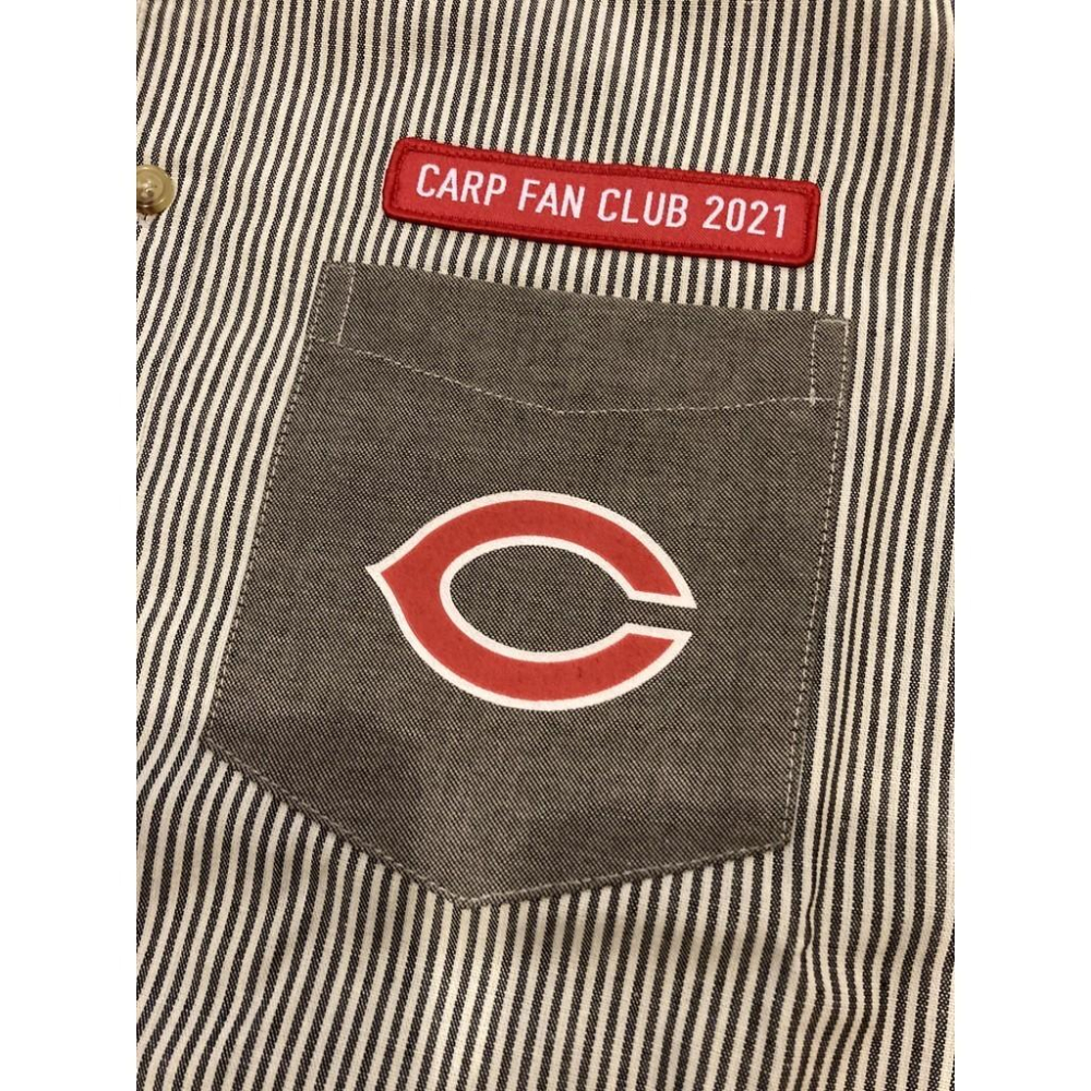 日本職棒 廣島鯉魚 2021 會員特典 灰條紋 襯衫 (球衣 NPB 棒球 壘球 棒壘 東洋 罩衫 應援)-細節圖5