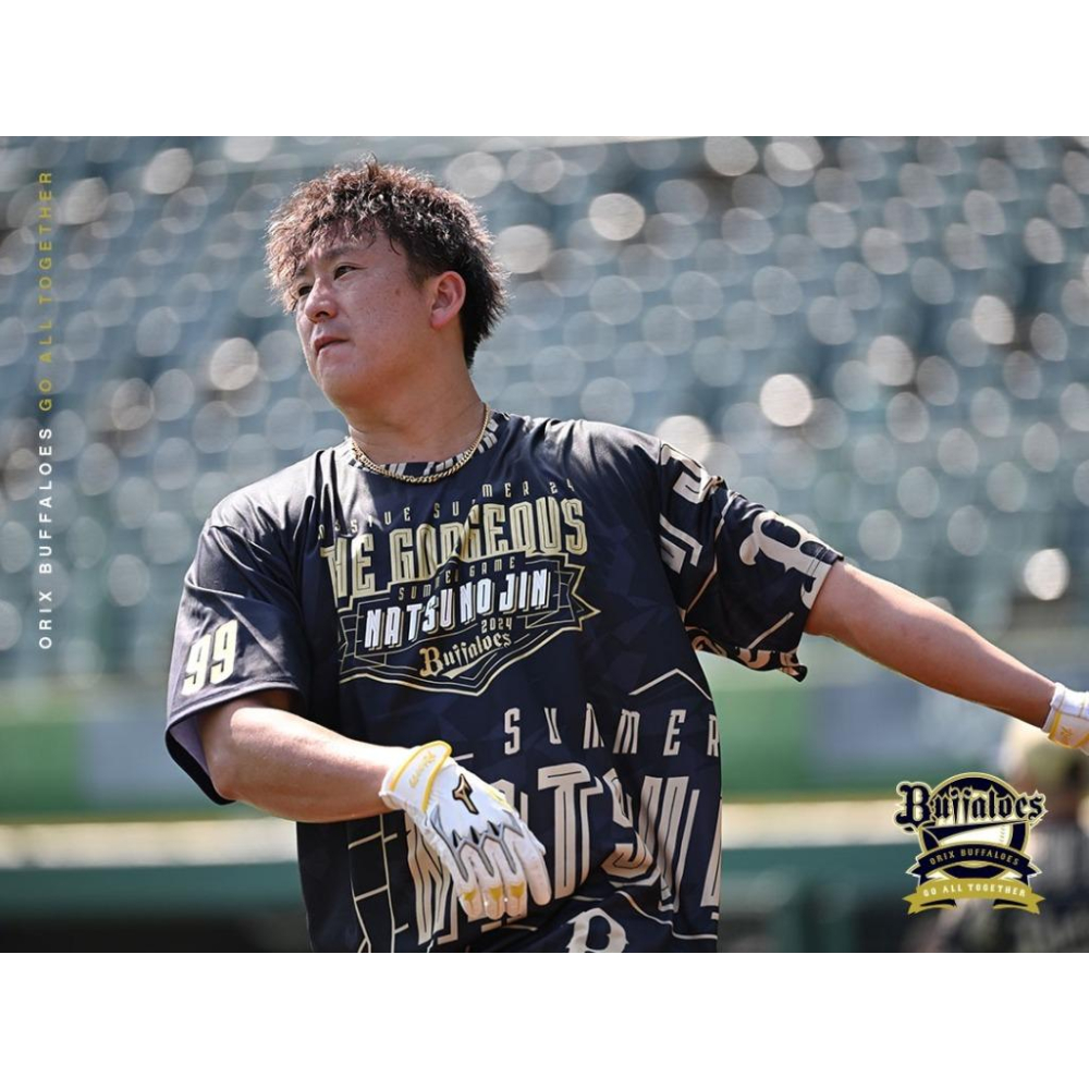 球員熱身同款! 日本職棒 歐力士猛牛 2024 大阪夏之陣 DESCENTE 短袖練習衣 L (NPB 棒球 短T 排汗-細節圖2