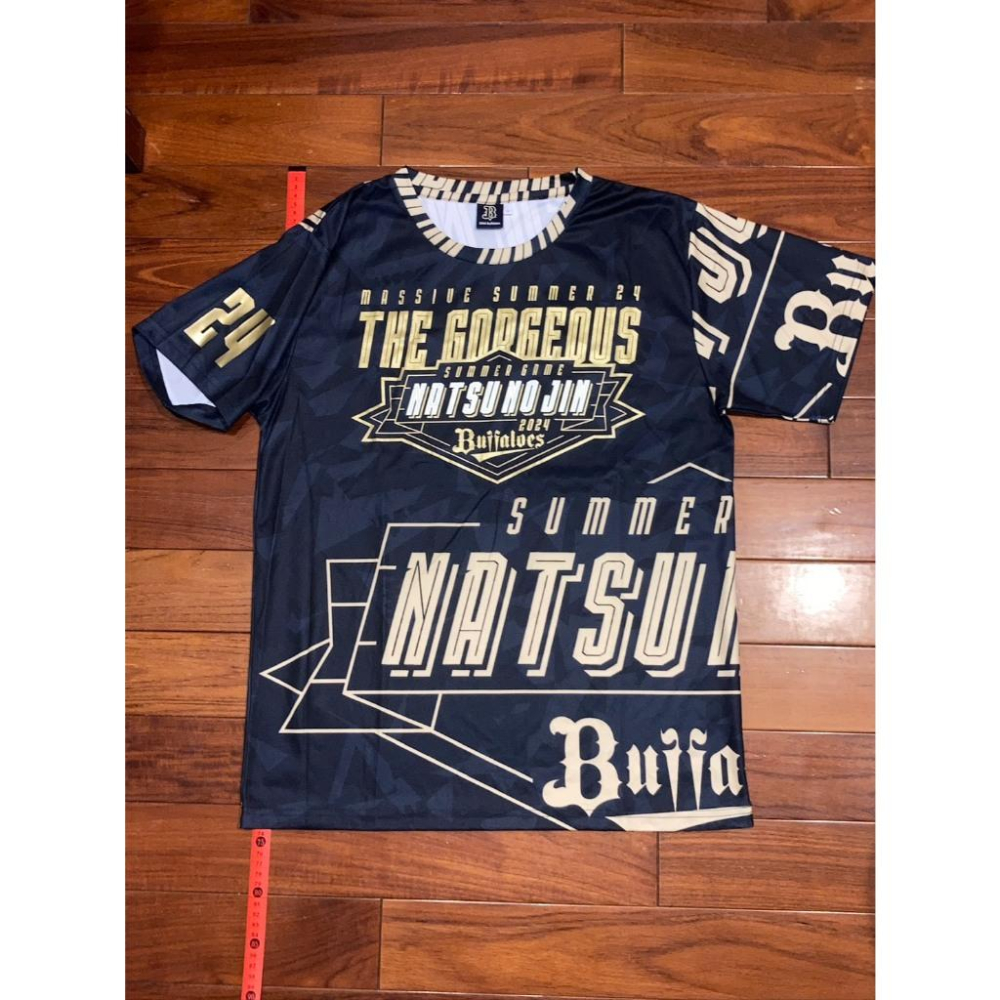 球員熱身同款! 日本職棒 歐力士猛牛 2024 大阪夏之陣 DESCENTE 短袖練習衣 L (NPB 棒球 短T 排汗-細節圖4