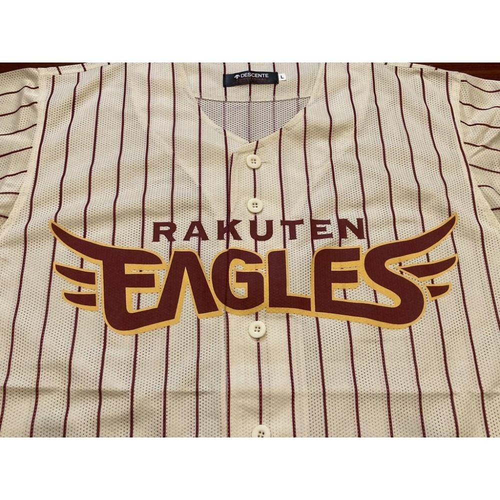 日本職棒 東北樂天金鷲 2012 金鷲之星 米白色 條紋球衣 (罩衫 日職 NPB 棒球 棒壘 桃猿 DESCENTE)-細節圖5