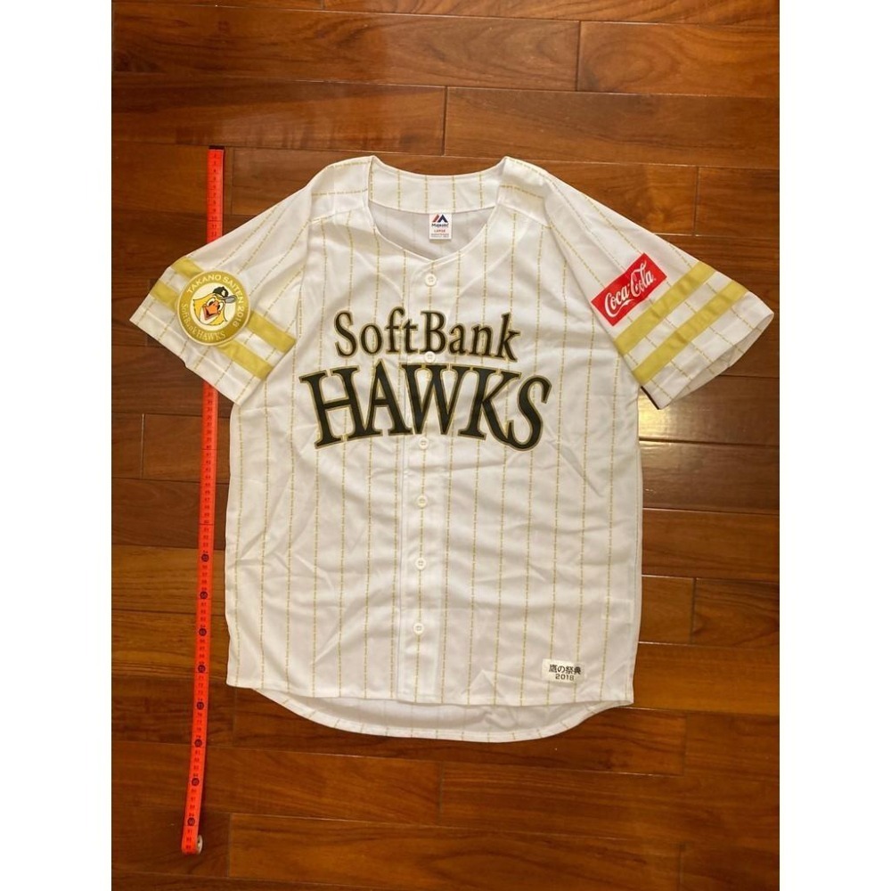 日本職棒 軟銀鷹 2018 鷹之祭典 條紋球衣 S、L(應援 罩衫 日職 NPB 棒球 壘球 棒壘 Majestic)-細節圖9