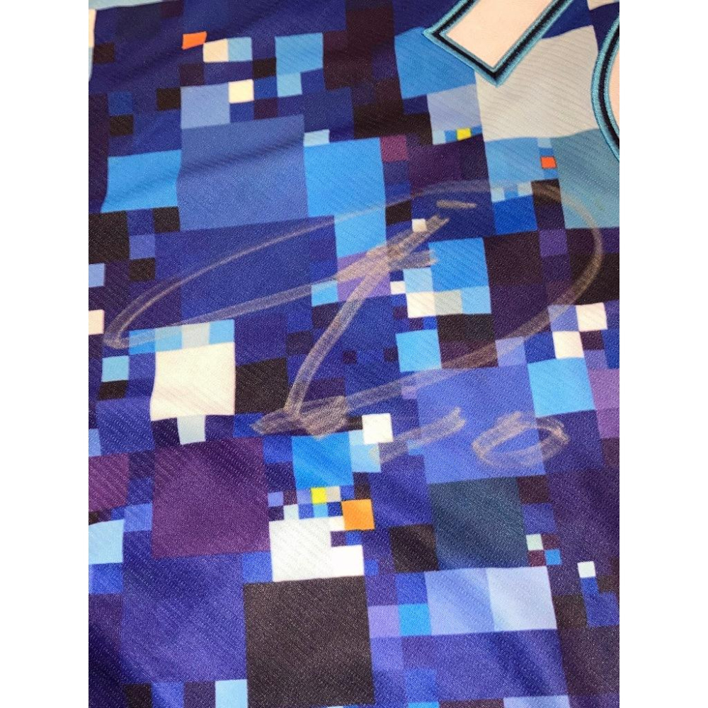 親筆簽名! 全電繡 日本職棒 橫濱DeNA灣星 戸柱恭孝 2017 星夜 STAR 球衣 (罩衫 棒球 刺繡 海灣)-細節圖2