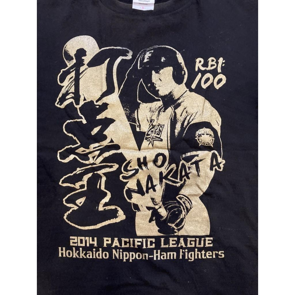 小尺寸S 日本職棒 火腿鬥士 中田翔 2014洋聯打點王 棉質上衣 (球衣 日職 NPB 棒球 棒壘 衣服 T恤 短T)-細節圖2