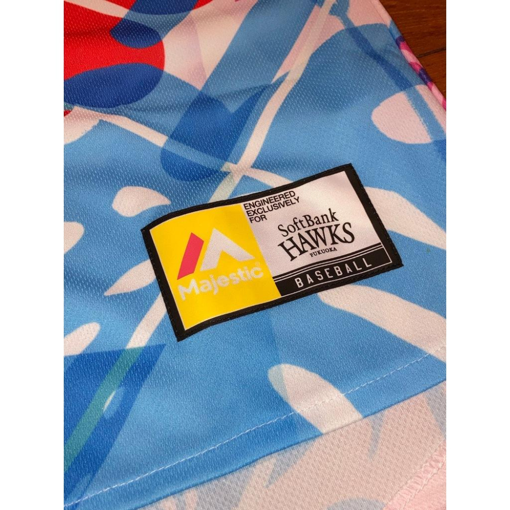 日本職棒 軟銀鷹 2019 宮崎限定 熱帶圖案 應援球衣 M(罩衫 日職 NPB 棒球 棒壘 Majestic 福岡-細節圖3