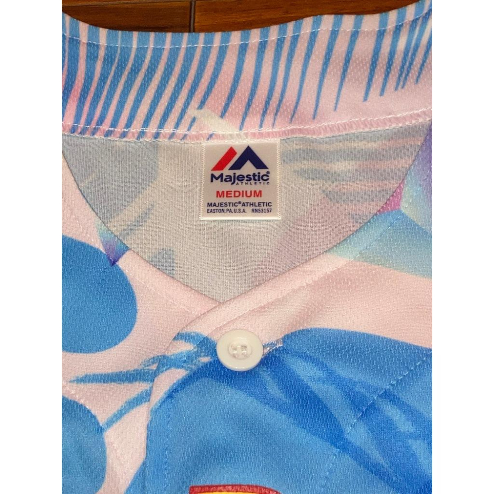 日本職棒 軟銀鷹 2019 宮崎限定 熱帶圖案 應援球衣 M(罩衫 日職 NPB 棒球 棒壘 Majestic 福岡-細節圖5