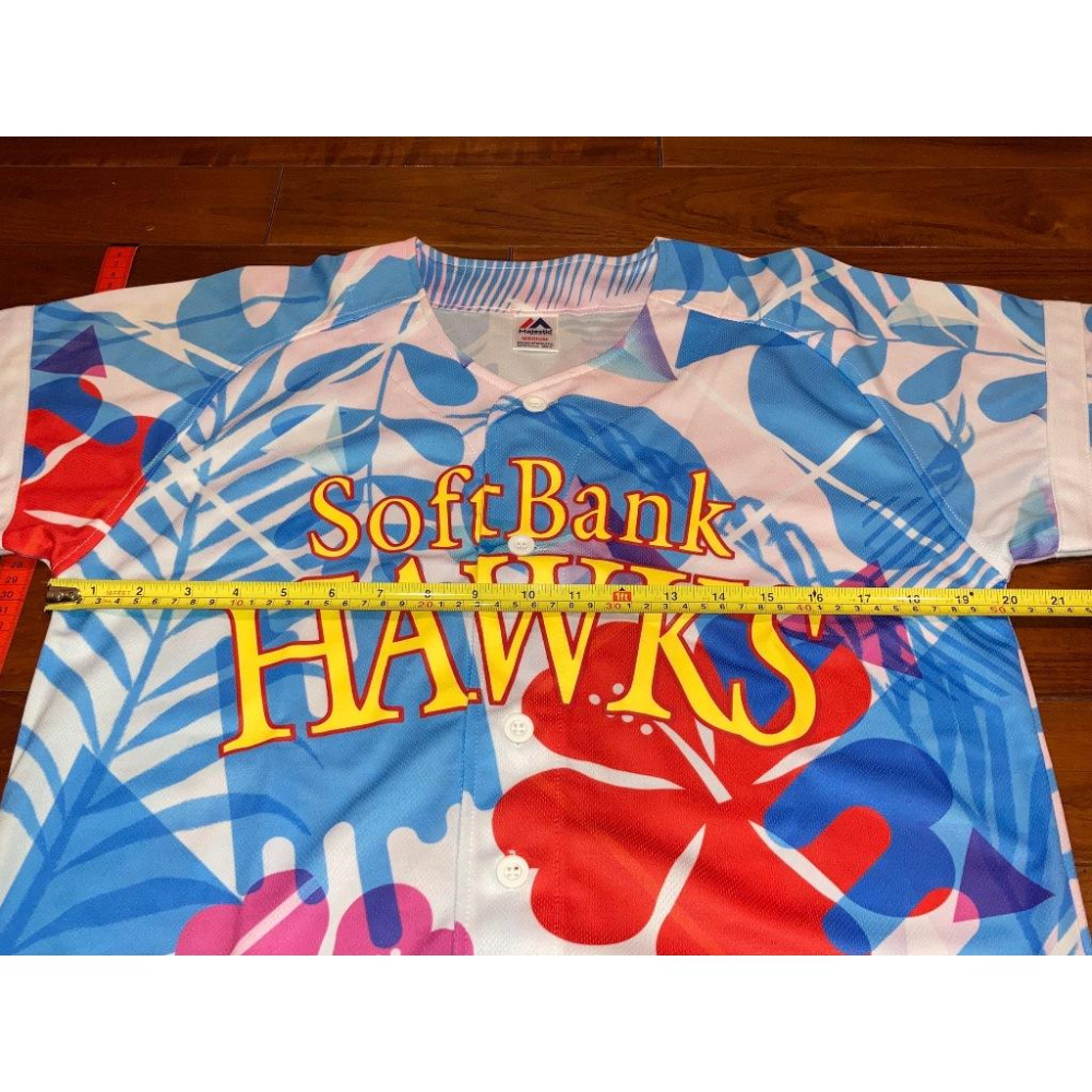 日本職棒 軟銀鷹 2019 宮崎限定 熱帶圖案 應援球衣 M(罩衫 日職 NPB 棒球 棒壘 Majestic 福岡-細節圖7