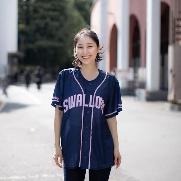 日本職棒 養樂多燕子 2023淑女日 皇家海軍藍 應援球衣 M(罩衫 日職 NPB 東京 棒球 Ladies 女孩 女士-細節圖2