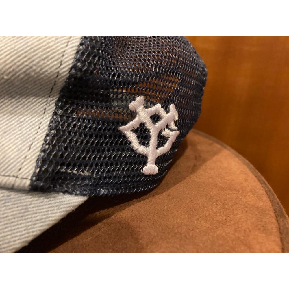 日本職棒 讀賣巨人 刺繡 淺牛仔藍灰 可調式 棒球帽 55cm (應援 NPB 壘球 棒壘 帽子 電繡 網帽 巨人)-細節圖2