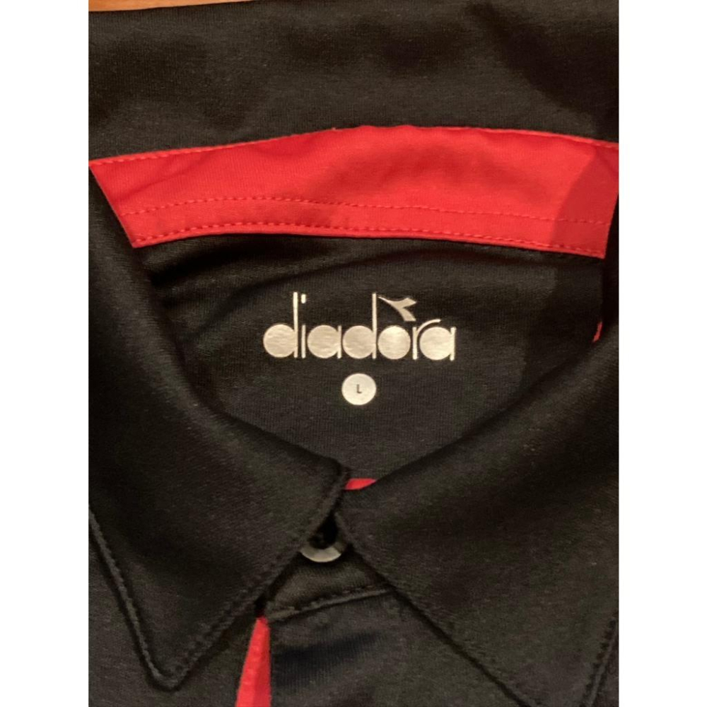 diadora 電繡 黑+白 運動排汗 POLO衫 L (運動 網球 練習衣 訓練 高爾夫 桌球 足球 迪亞多納)-細節圖3