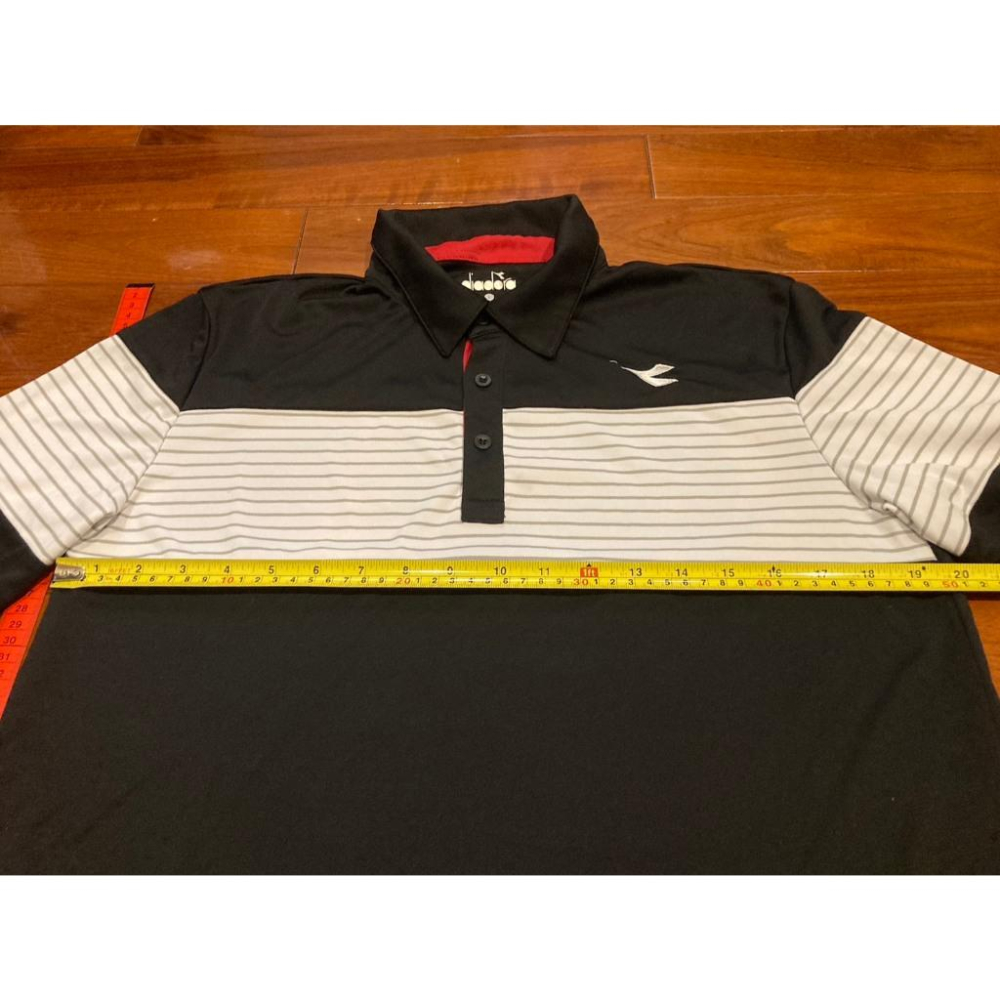 diadora 電繡 黑+白 運動排汗 POLO衫 L (運動 網球 練習衣 訓練 高爾夫 桌球 足球 迪亞多納)-細節圖6