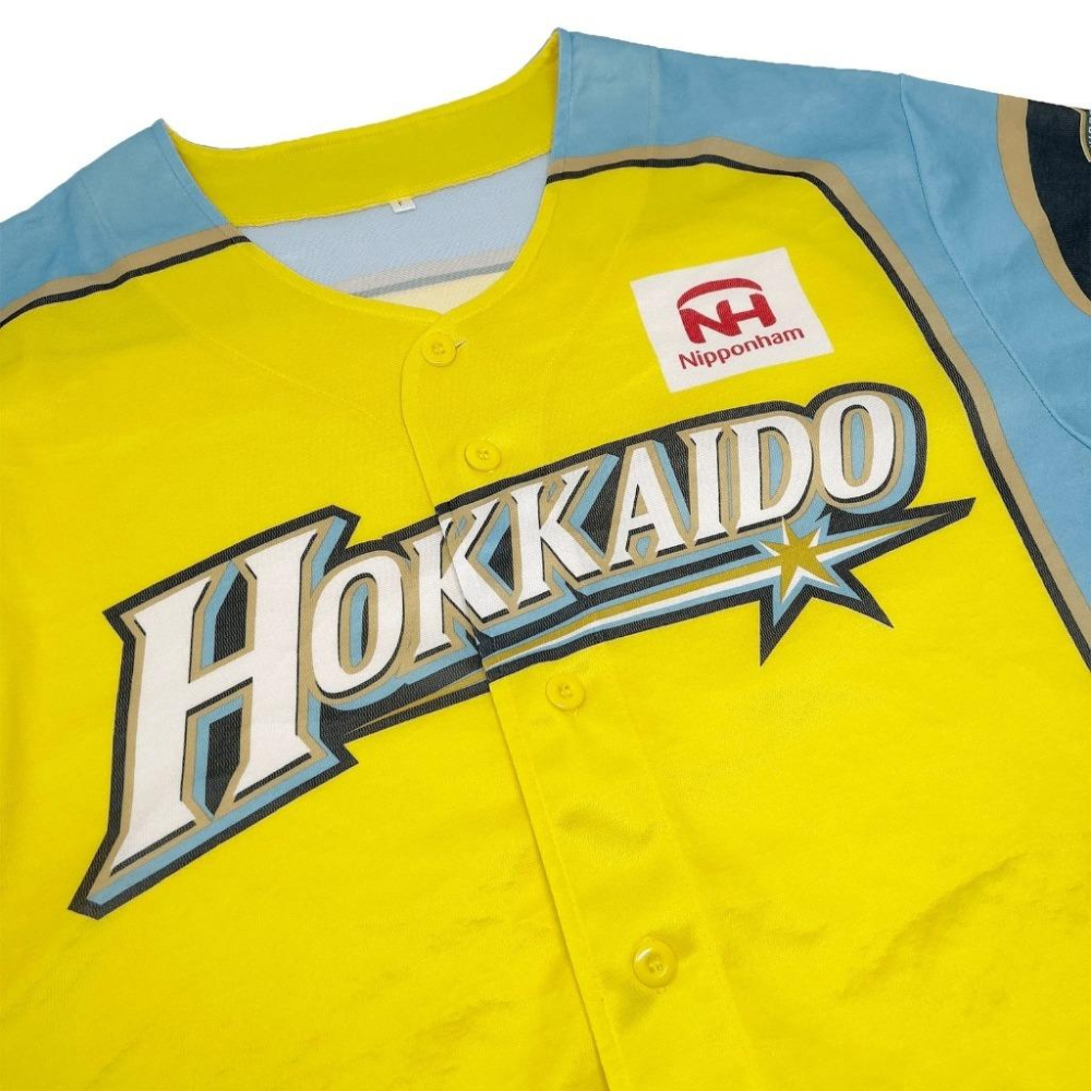 日本職棒 火腿鬥士 2017 我愛北海道 黃+藍配色 應援球衣 L(罩衫 日職 NPB 棒球 壘球 棒壘 兄弟)-細節圖5