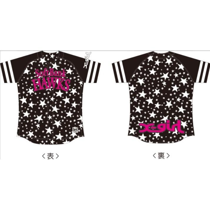 全新 日本職棒 軟銀鷹 2012 女子高中生日 女孩 球衣 M (高校生 罩衫 日職 NPB 棒球 棒壘 粉紅 星星)-細節圖4