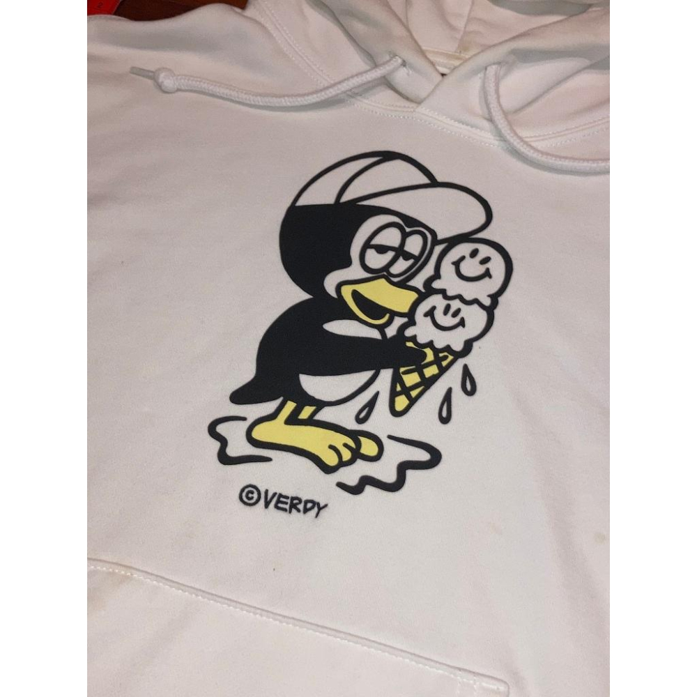 UNIQLO Verdy 企鵝 RISE AGAIN 帽T 尺寸S (連帽 外套 夾克 保暖 白色)-細節圖5