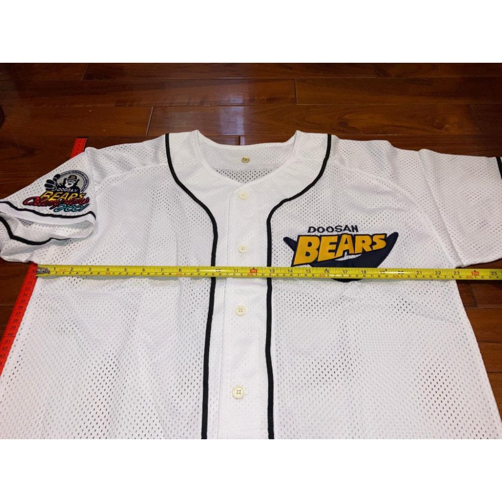 韓國職棒 斗山熊 全電繡 2001冠軍臂章 應援球衣 L (KBO 棒球 刺繡 罩衫 南韓 網格 洞洞 優勝)-細節圖8