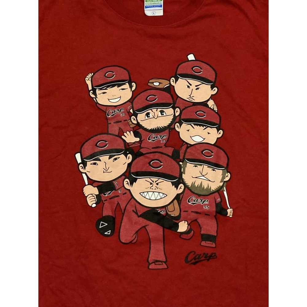 日本職棒 廣島鯉魚 2014 赤道直下 Q版球員 似顏繪 棉質上衣 L(日職 NPB 棒球 棒壘 短T)-細節圖2