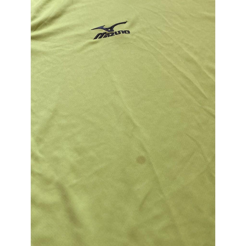 MIZUNO 刺繡 螢光綠 排汗上衣 (運動 短T 路跑 美津濃 電繡 短袖)-細節圖5