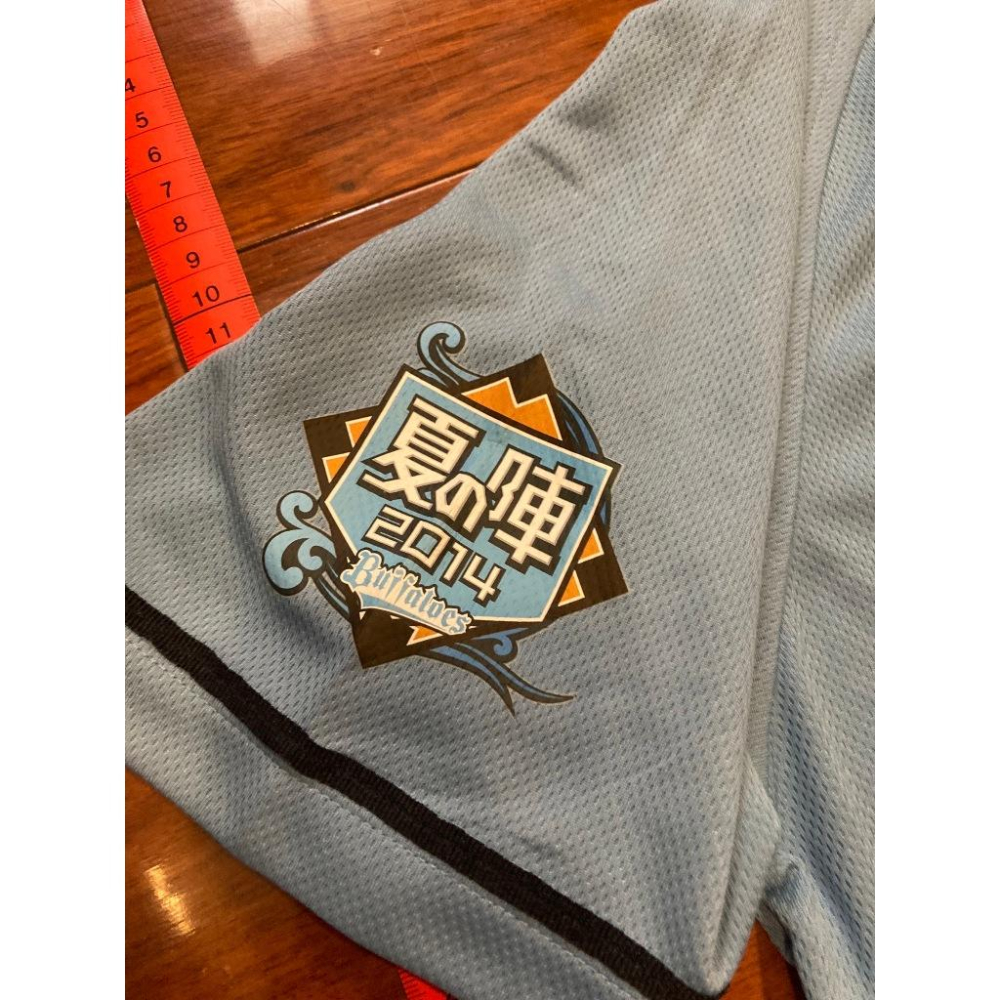 日本職棒 歐力士猛牛 刺繡 2014 大阪夏之陣 水藍 應援球衣(罩衫 日職 NPB 棒球 棒壘 天藍 電繡 富邦悍將)-細節圖7