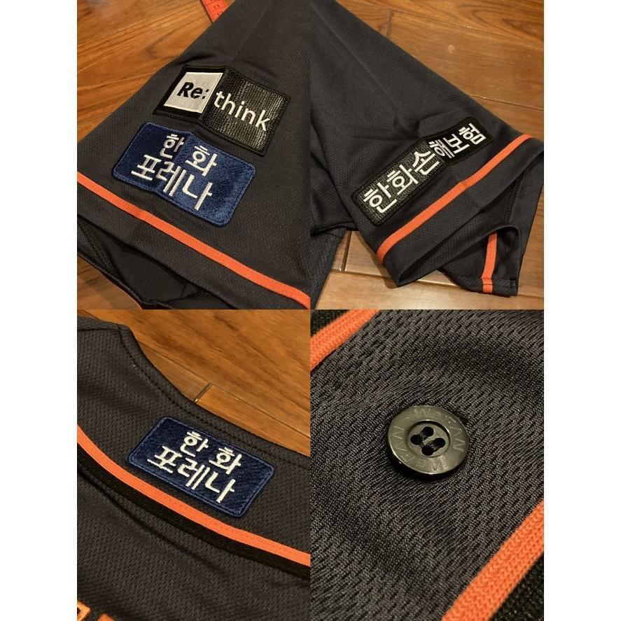 支給品? 南韓製 韓國職棒 韓華鷹 2023 김진형 全刺繡 球員版球衣 (罩衫 南韓 KBO 棒球 韓職 電繡 實戰)-細節圖5