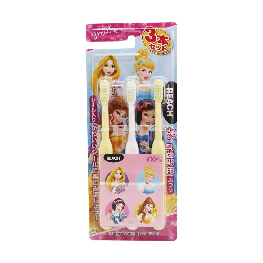 日本REACH 麗奇 迪士尼公主/皮卡丘寶可夢 幼童牙刷 1-6歲適用 三入組-規格圖3