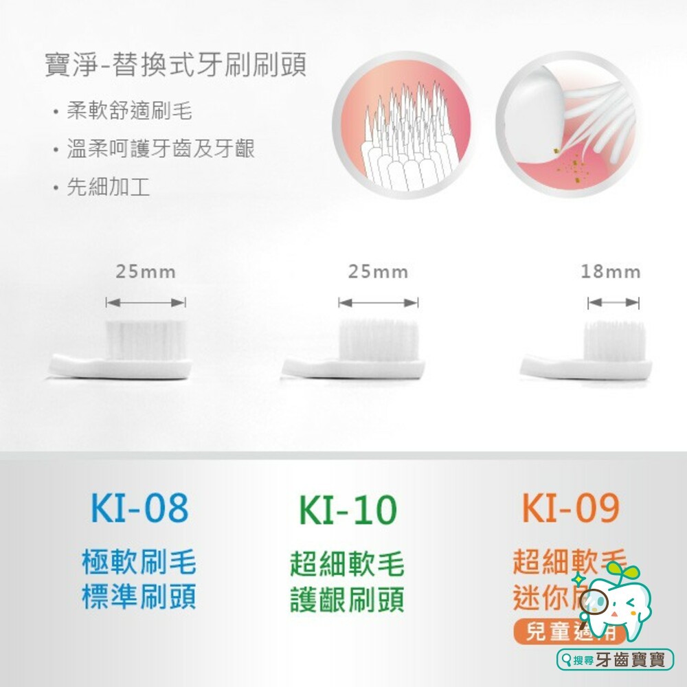 寶淨Pure-Life 環保牙刷系列 型號KI-08 環保可替換牙刷刷頭(3入裝)-標準刷頭-細節圖4