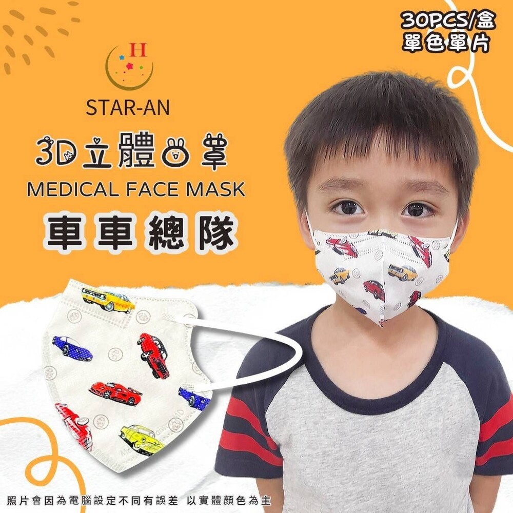 星安3D 醫療口罩 台灣製 立體口罩 彩色口罩 幼兒/兒童立體醫療口罩 3D口罩 醫療級雙鋼印-規格圖5