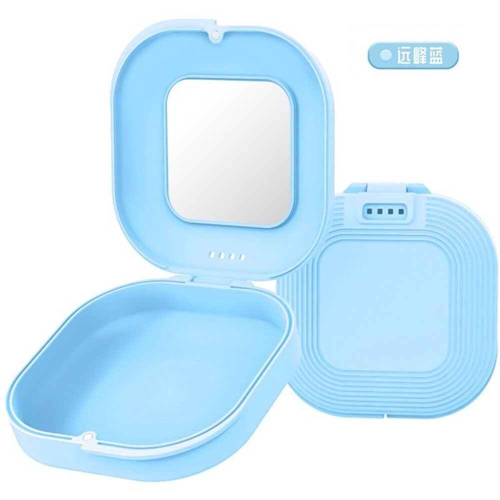 新款 馬卡龍色 磁吸款 外出透氣攜帶盒一入(含鏡子) 矯正牙套 透明牙套 活動假牙適用-規格圖1