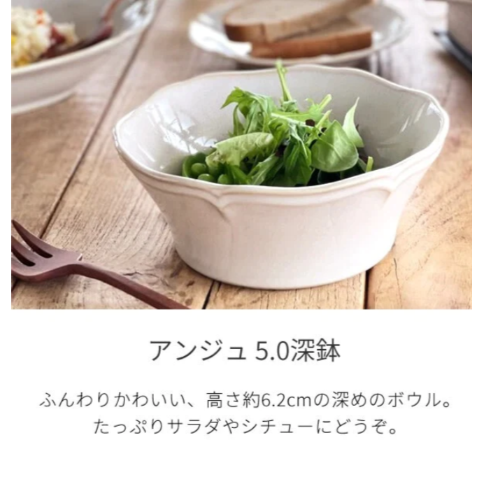 日本製 美濃燒 白瓷花瓣 陶瓷深碗｜大容量 沙拉 水果 湯品 -細節圖3