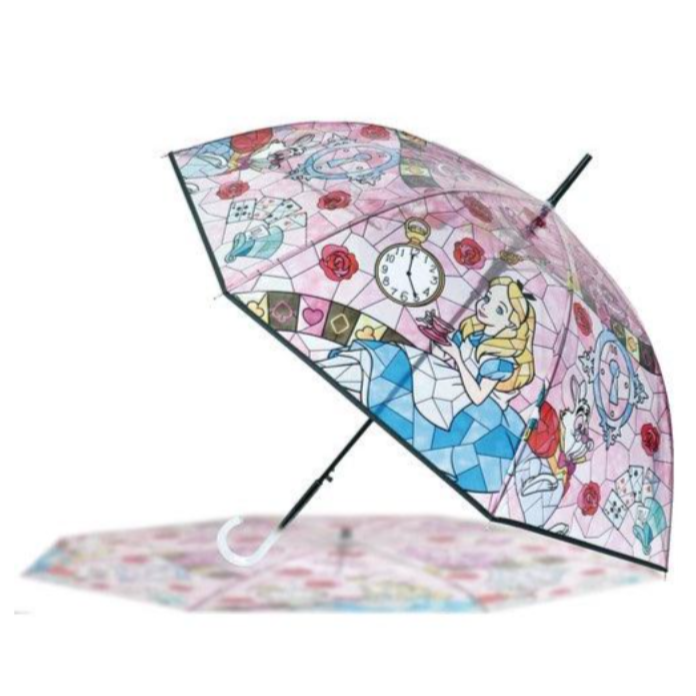 現貨 日本 迪士尼聯名 小美人魚 愛麗兒 愛麗絲｜玻璃彩繪雨傘 兒童雨傘 透明雨傘 SANTOS 彩繪透明傘 Bu媽你好-細節圖6