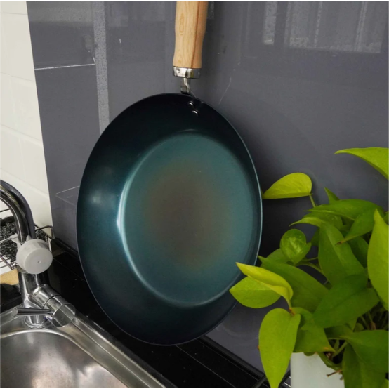 日本製 京都活具 木柄平底鐵鍋 28cm-細節圖2