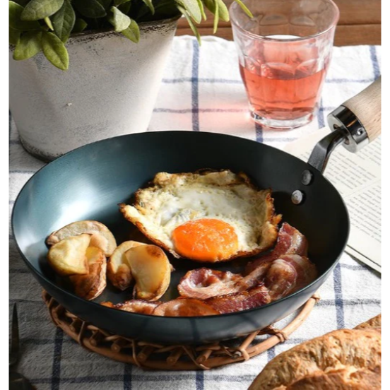 日本製 京都活具 木柄平底鐵鍋 28cm-細節圖4