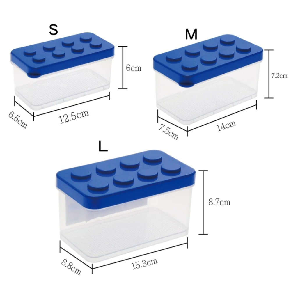 現貨 藍色可推疊三入一組收納盒 | 積木玩具收納盒 文具/飾品儲物盒 Bu媽你好-細節圖2