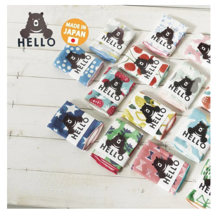 現貨 日本製Gendai Hyakka 方巾 HELLO BEAR 兒童純棉手帕（共四款圖樣） Bu媽你好-細節圖7