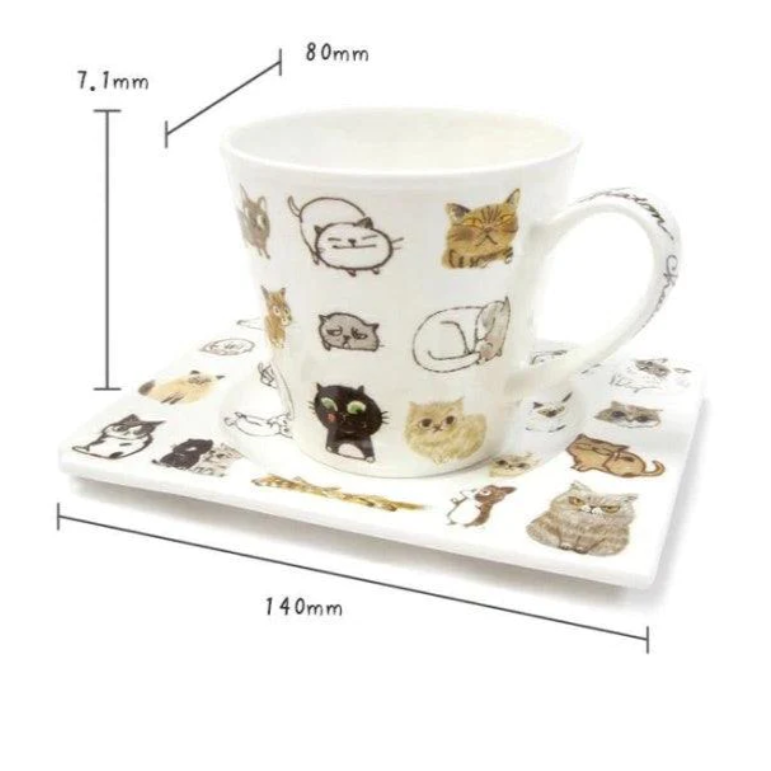 貓咪 輕量陶瓷 咖啡杯盤組│ 馬克杯 盤子 Bu媽你好-細節圖8