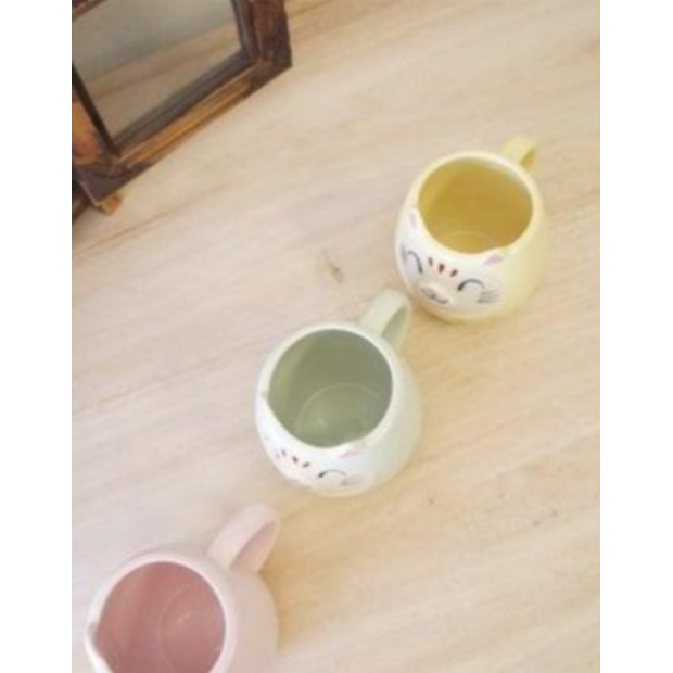 現貨 日本製 貓咪達摩 馬克杯 粉紅色/黃色/綠色/紅色 | 達摩 貓奴 日本製造 陶器 陶瓷 咖啡杯 Bu媽你好-細節圖6