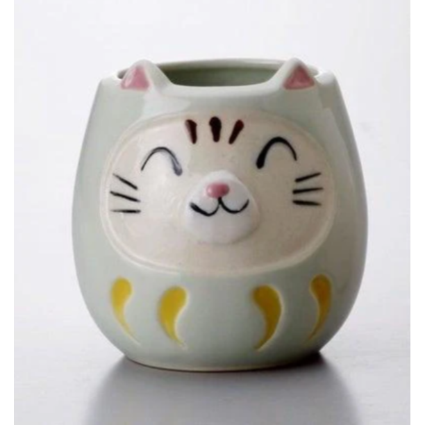 現貨 日本製 貓咪達摩 馬克杯 粉紅色/黃色/綠色/紅色 | 達摩 貓奴 日本製造 陶器 陶瓷 咖啡杯 Bu媽你好-細節圖9