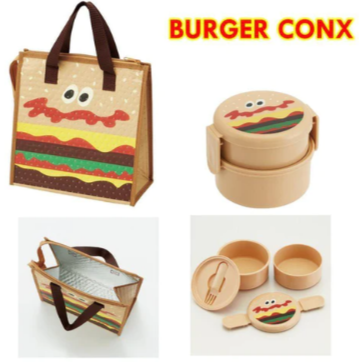 日本製 BURGER CONX 漢堡雙層便當盒/便當袋  Bu媽你好-細節圖3
