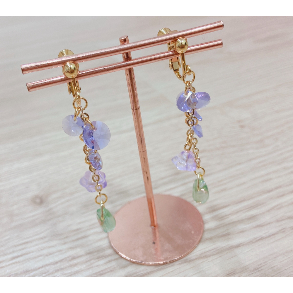 【原創】紫色瀑布—紫藤花造型耳環-細節圖2