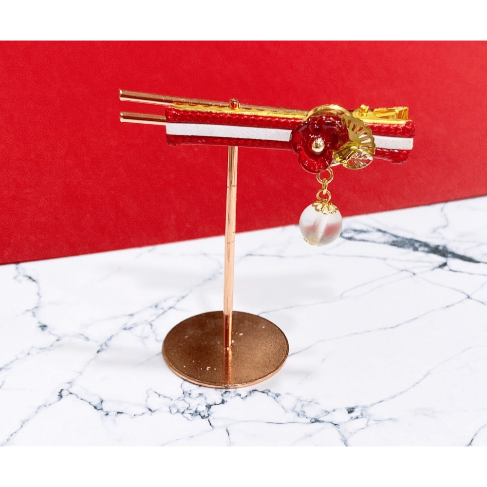 【原創】椿之時—椿花紅白配色髮夾-細節圖2