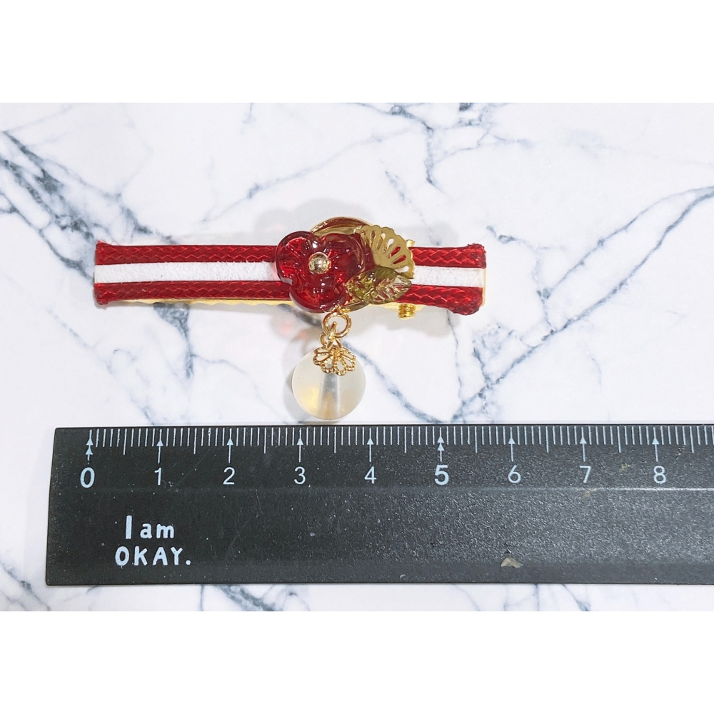 【原創】椿之時—椿花紅白配色髮夾-細節圖3