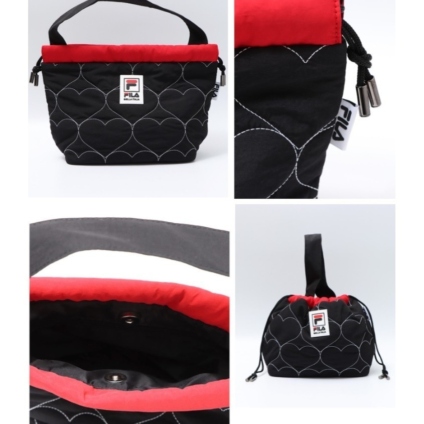 💎現貨馬上出💎 7-11 FILA 心型手提包 黑色款 義大利百年運動品牌 FILA 手提包 外出包-細節圖3
